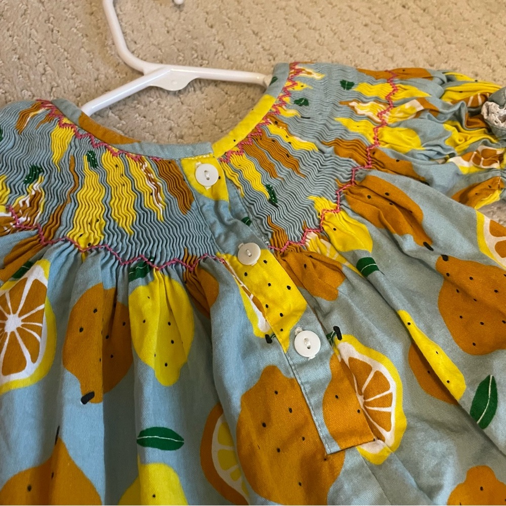 Girls Smocked Fruit Dress Size 3 - Picture 3 of 3